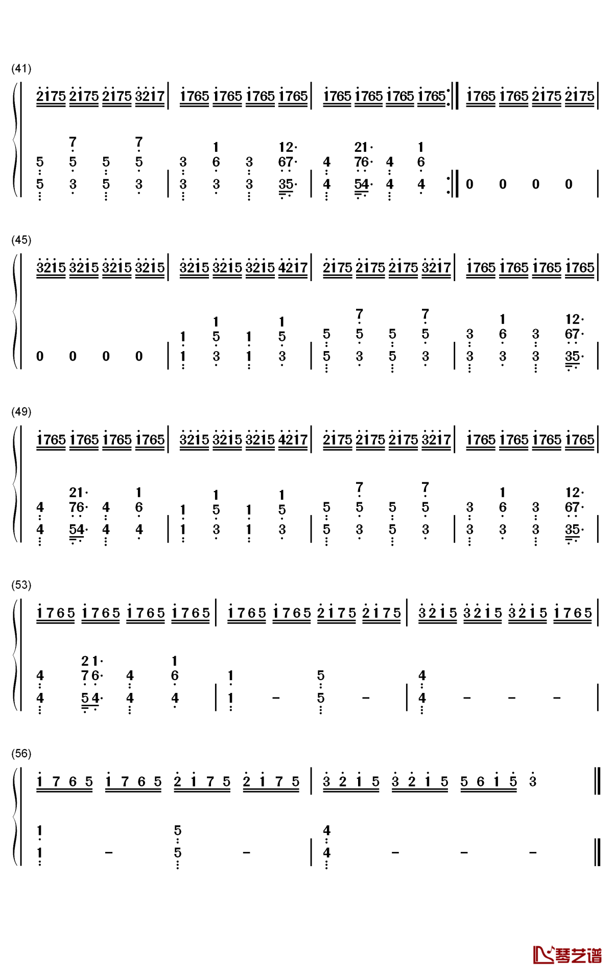 daddy简谱-coldplay歌曲-数字双手曲谱3