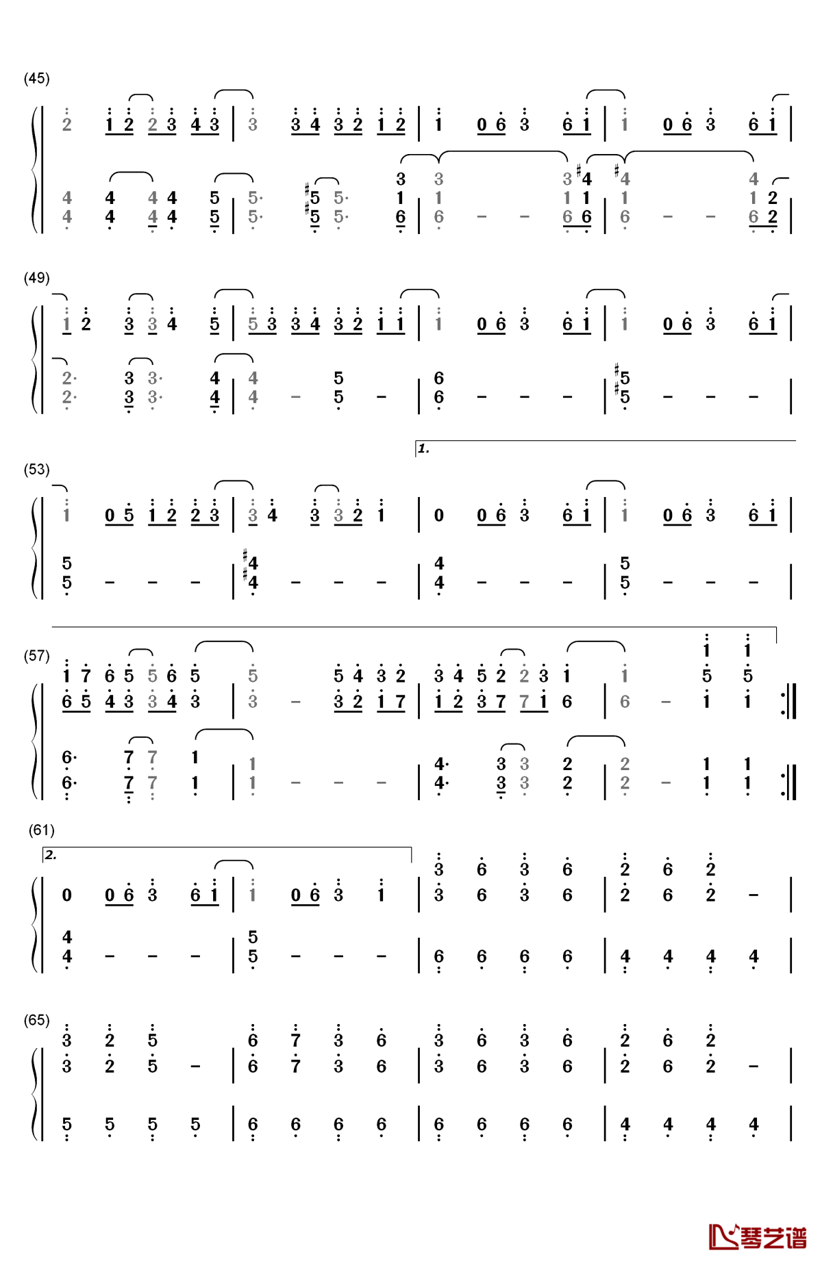 さよならバイスタンダー 钢琴简谱-数字双手-yuki3