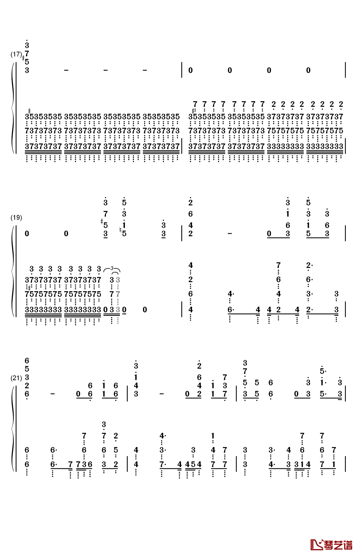 牵绊钢琴简谱-数字双手-董贞2