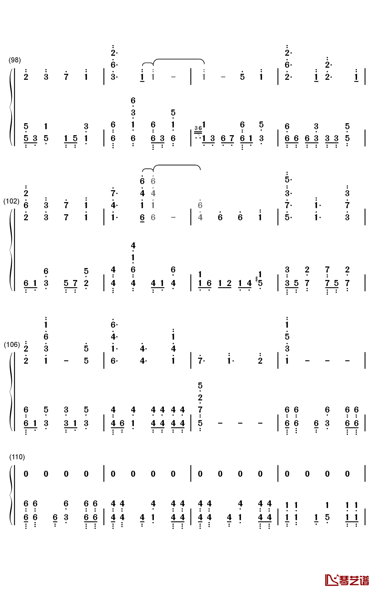 しわ钢琴简谱-数字双手-gumi7