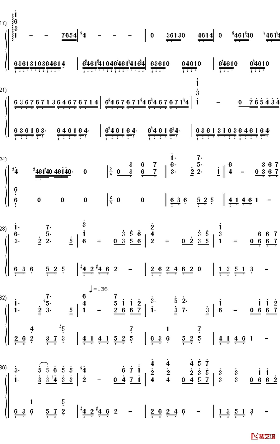 亡き王女の為のセプテット钢琴简谱-数字双手-东方project2