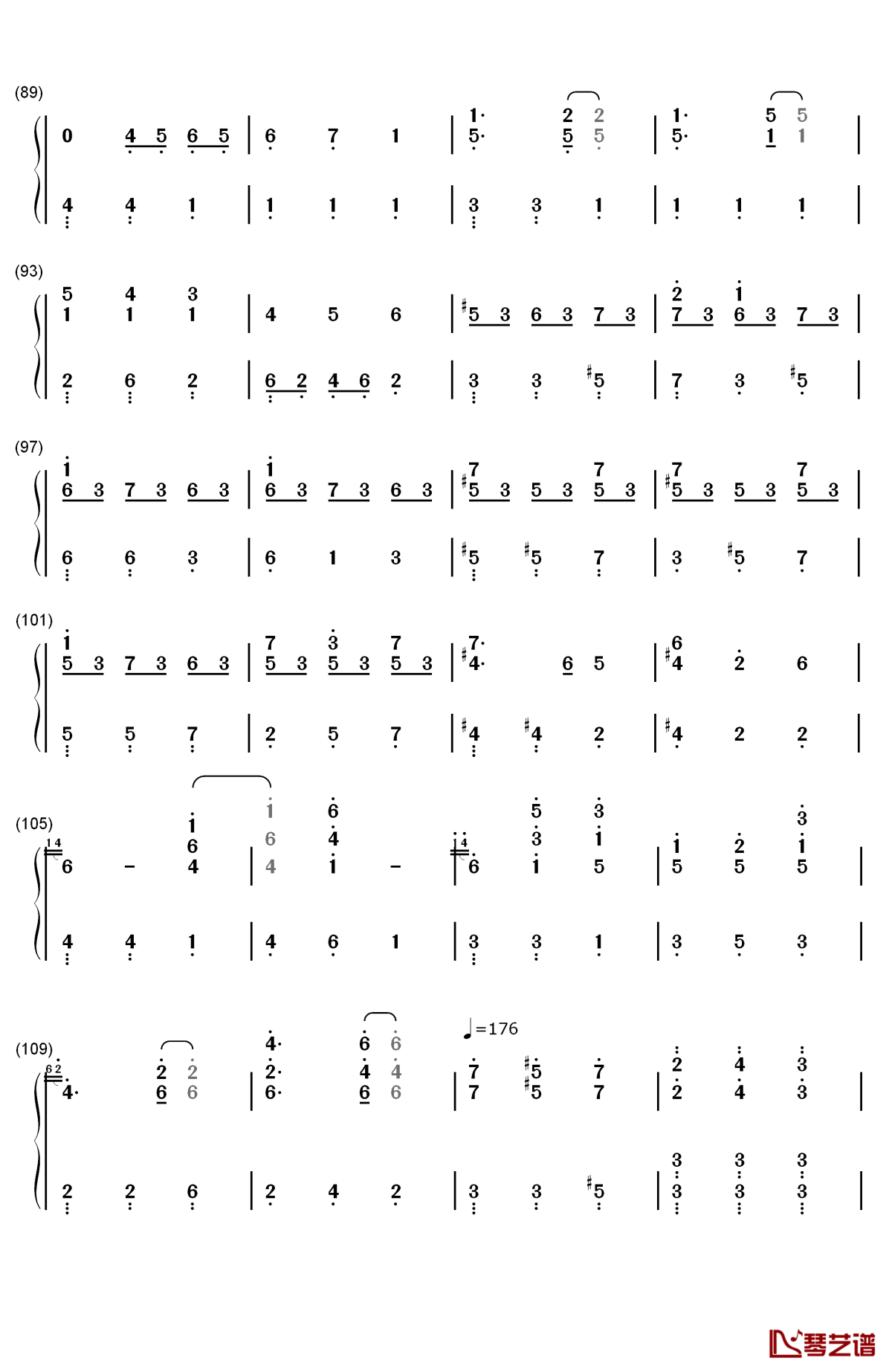 绿眼のジェラシー钢琴简谱-数字双手-东方project5