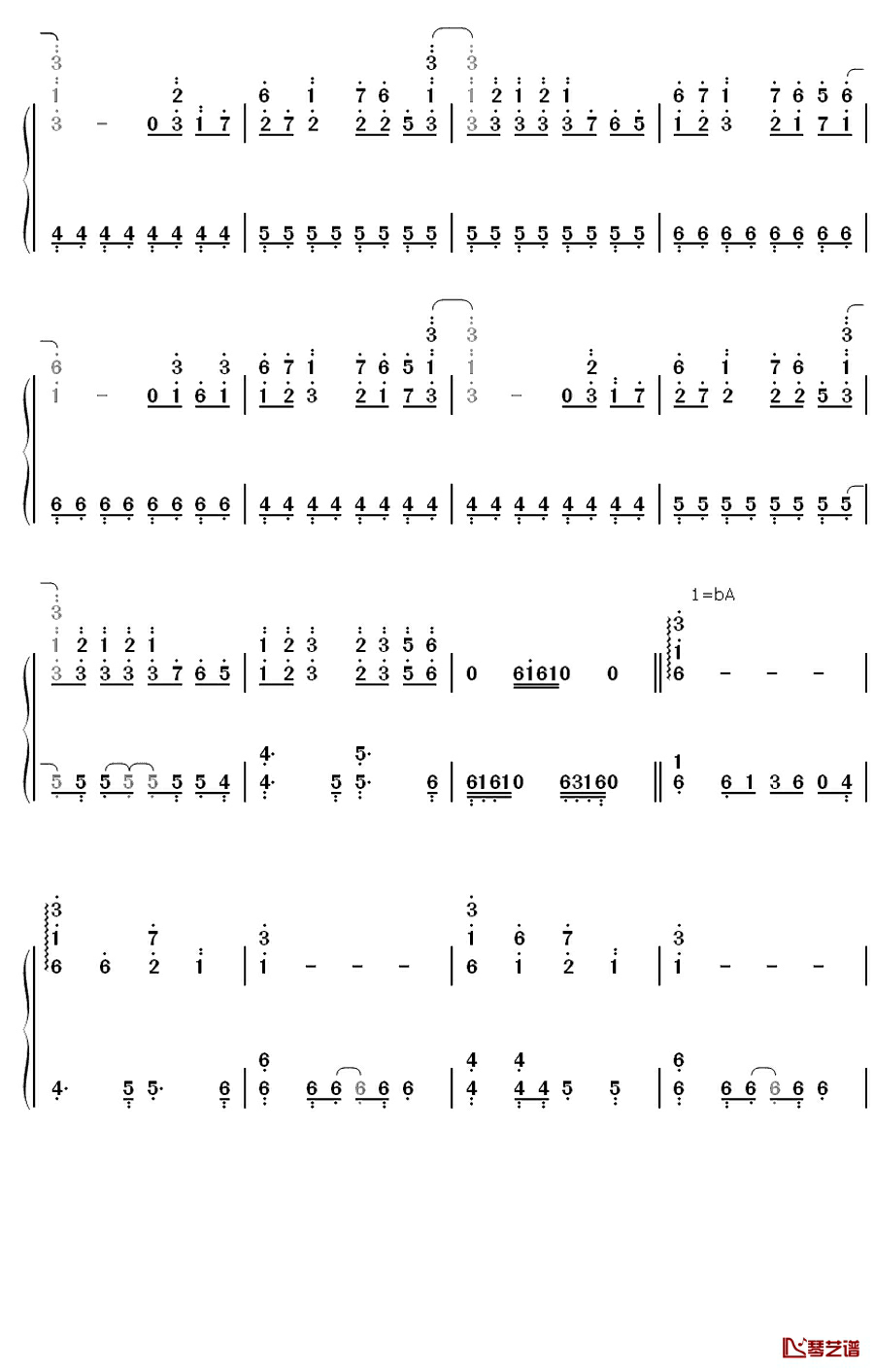 恋色マスタースパーク钢琴简谱-数字双手-东方project5