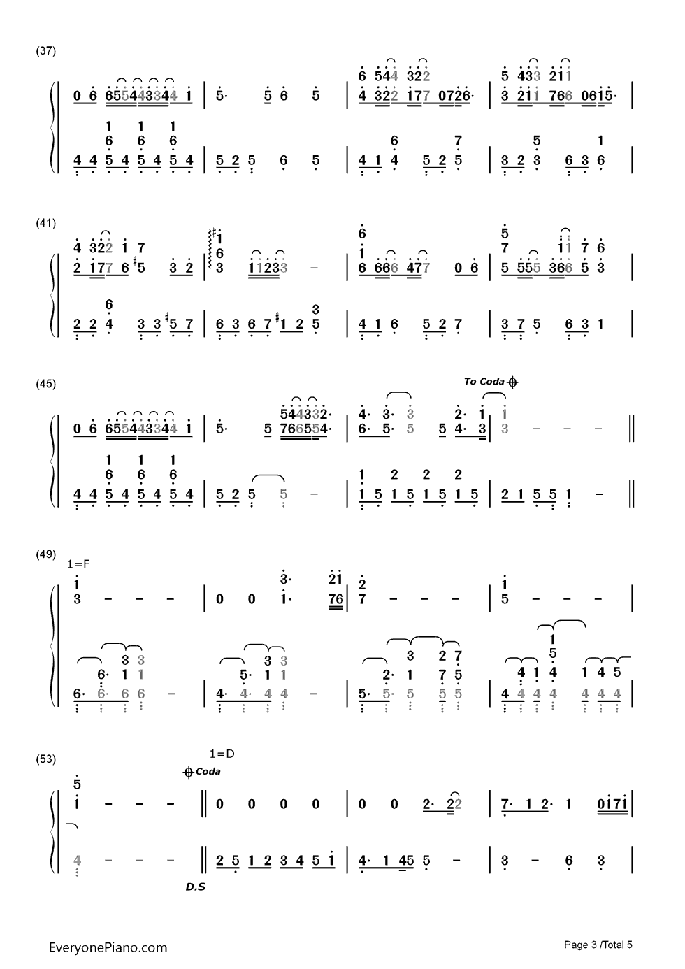 秋之回忆钢琴简谱-数字双手-秋之回忆3