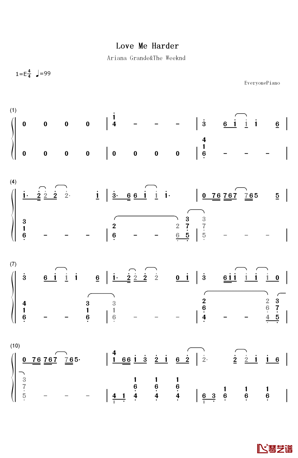 love me harder钢琴简谱-数字双手-ariana grande the weeknd1