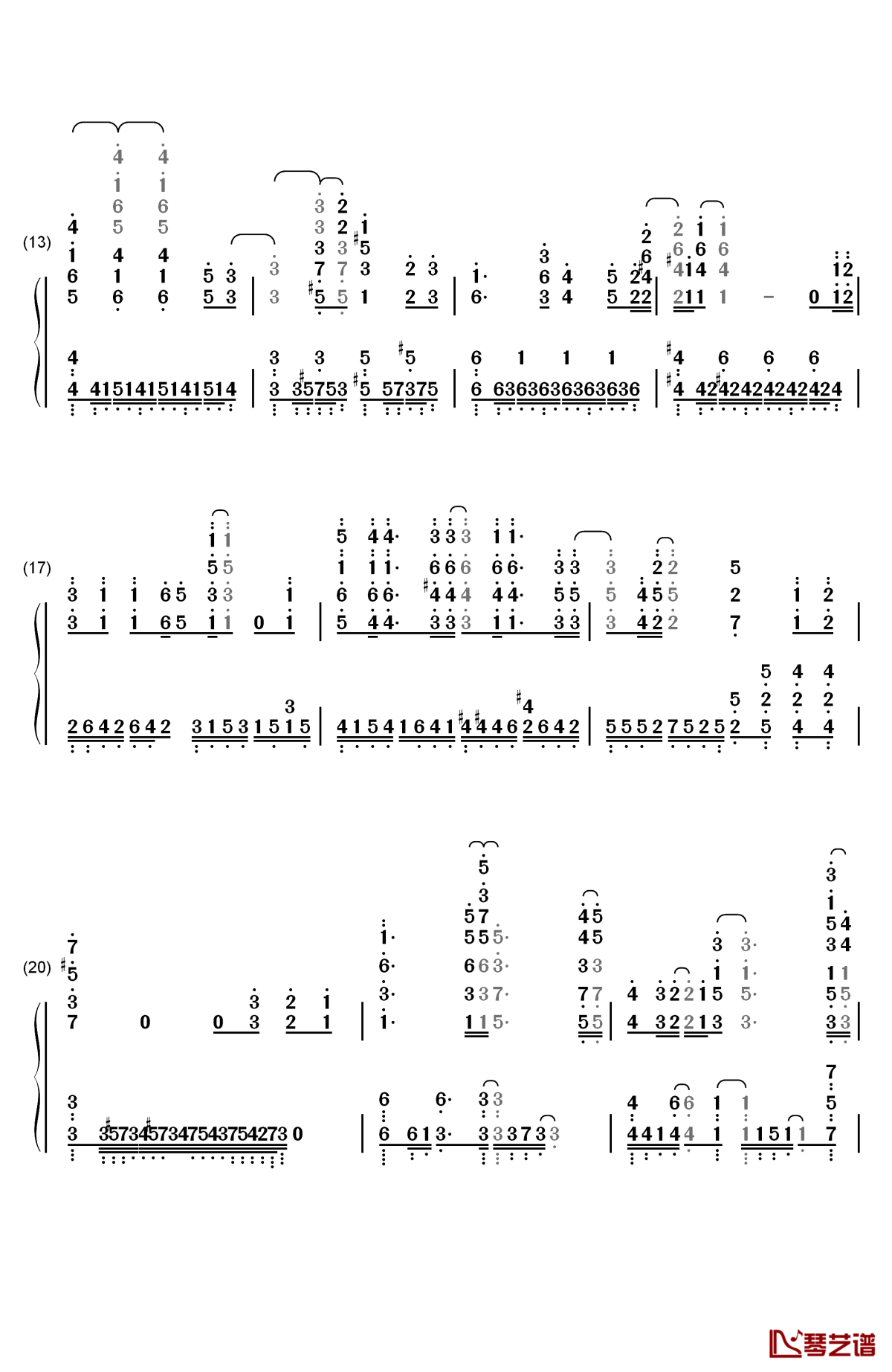 harvest钢琴简谱-数字双手-(k)now_name2