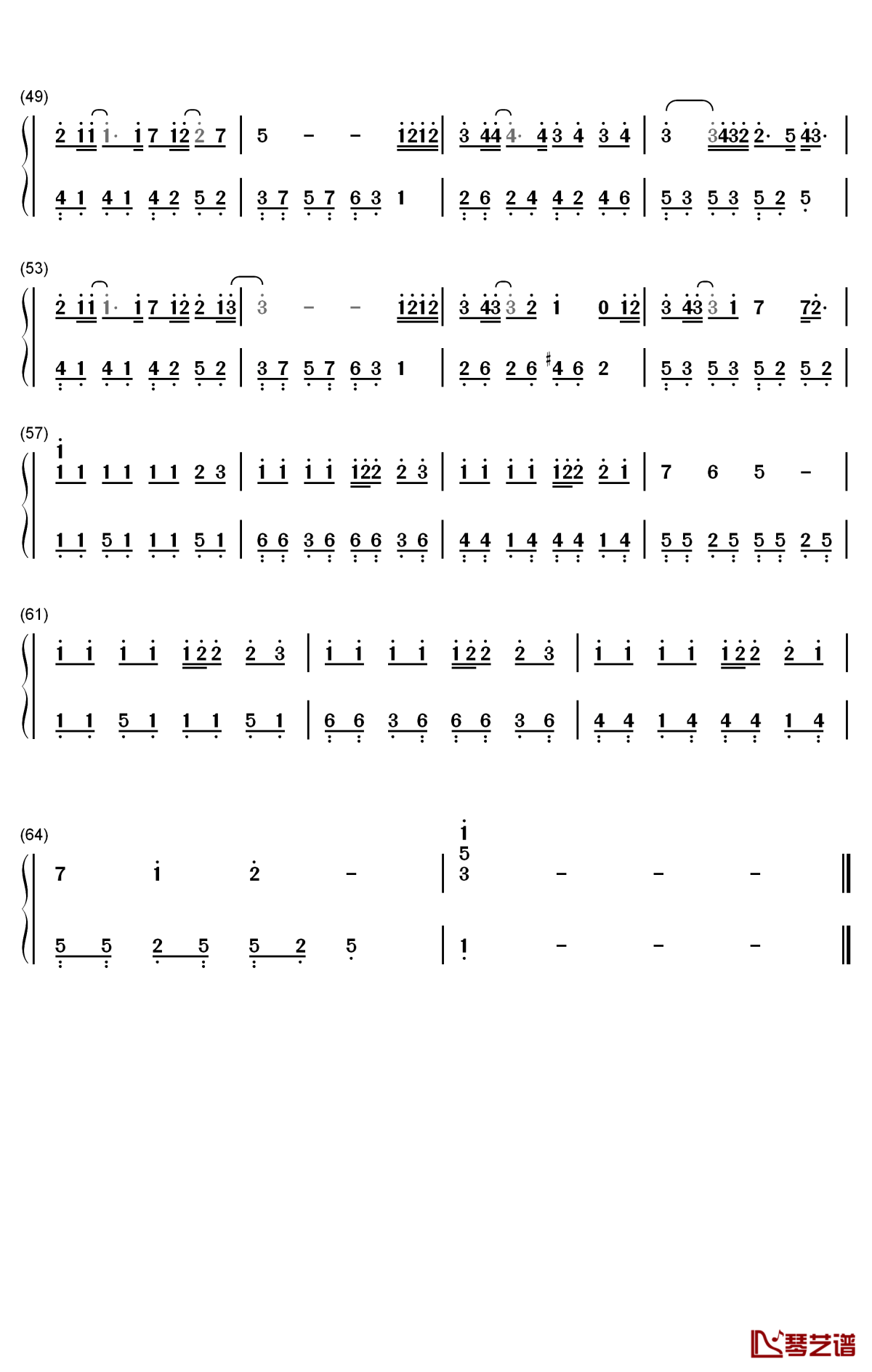 陷阱钢琴简谱-数字双手-王北车3