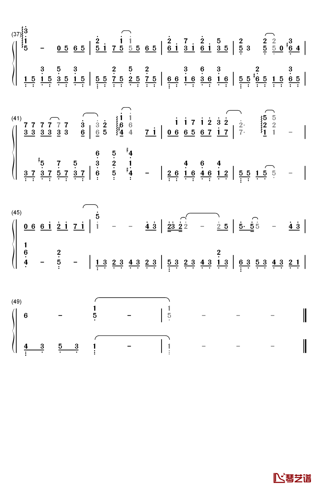 追梦赤子心钢琴简谱-数字双手-gala3