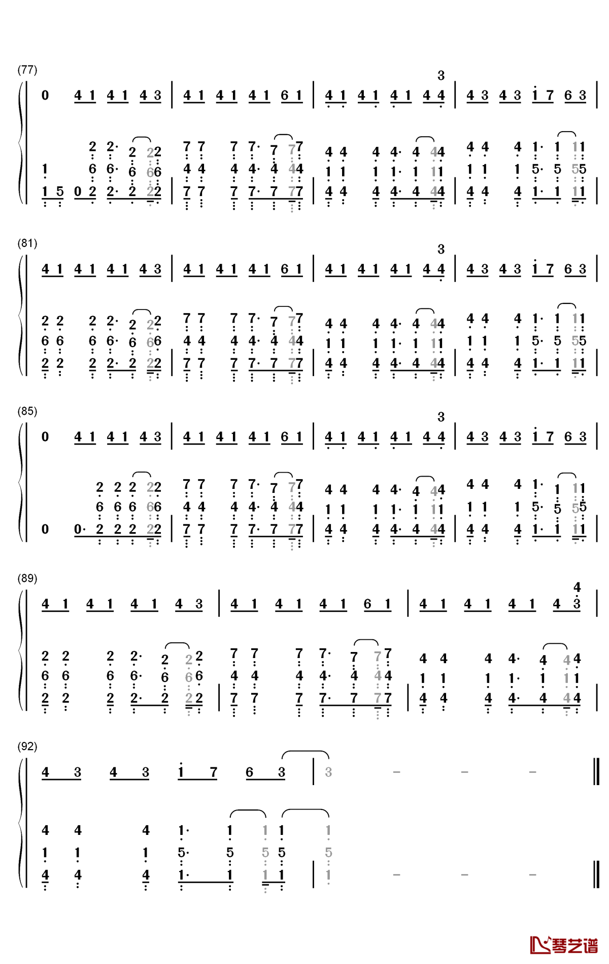 sunburst钢琴简谱-数字双手-tobu itro5