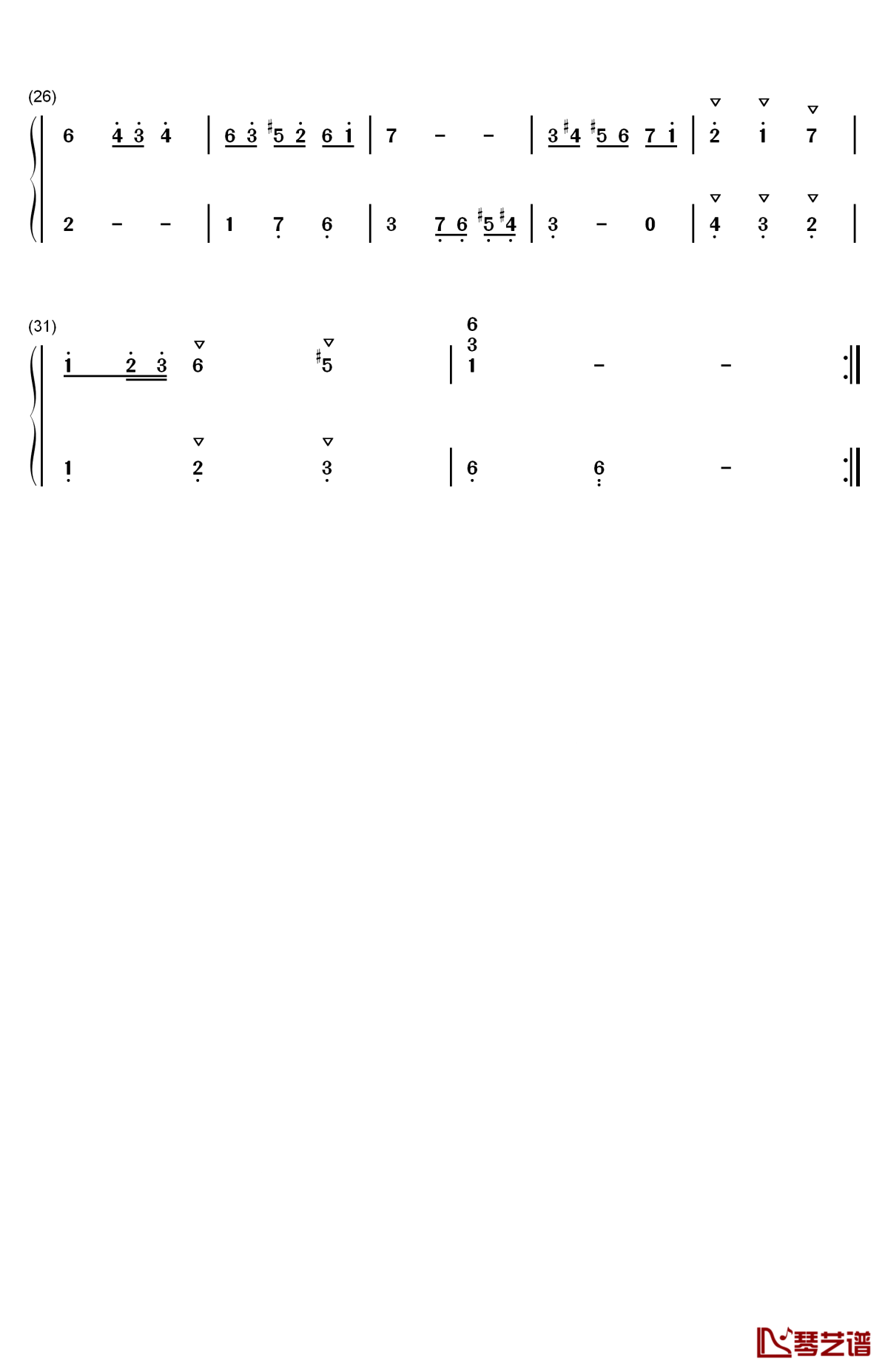 小步舞曲 2钢琴简谱-数字双手-巴赫2