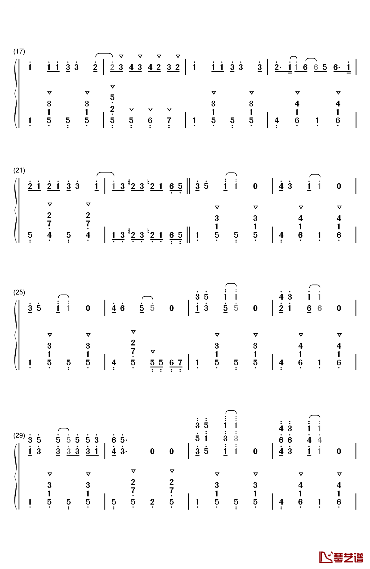 我还有点小糊涂钢琴简谱-数字双手-熊出没2