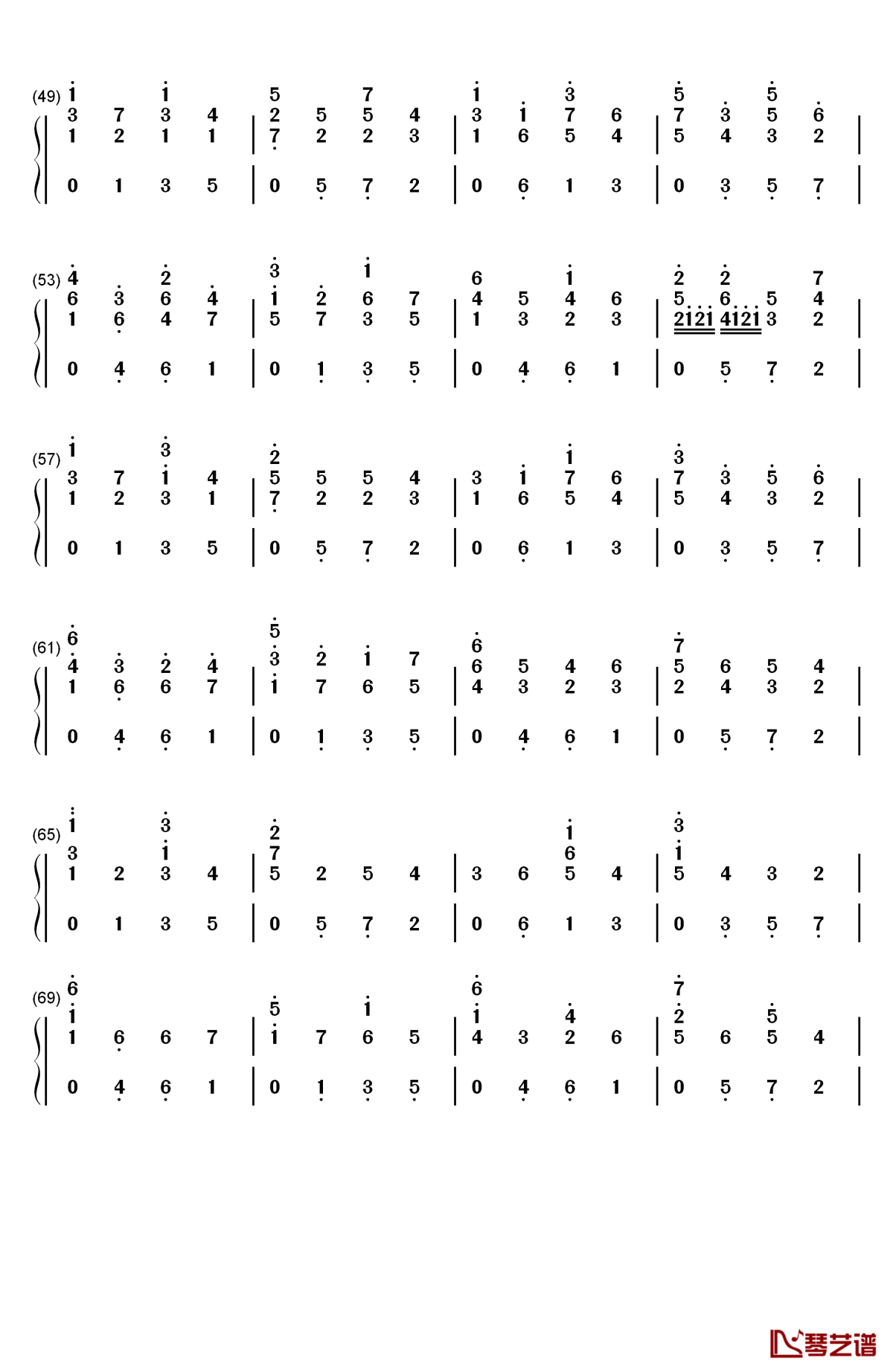 d大调卡农原版钢琴简谱-数字双手-约翰·帕赫贝尔3