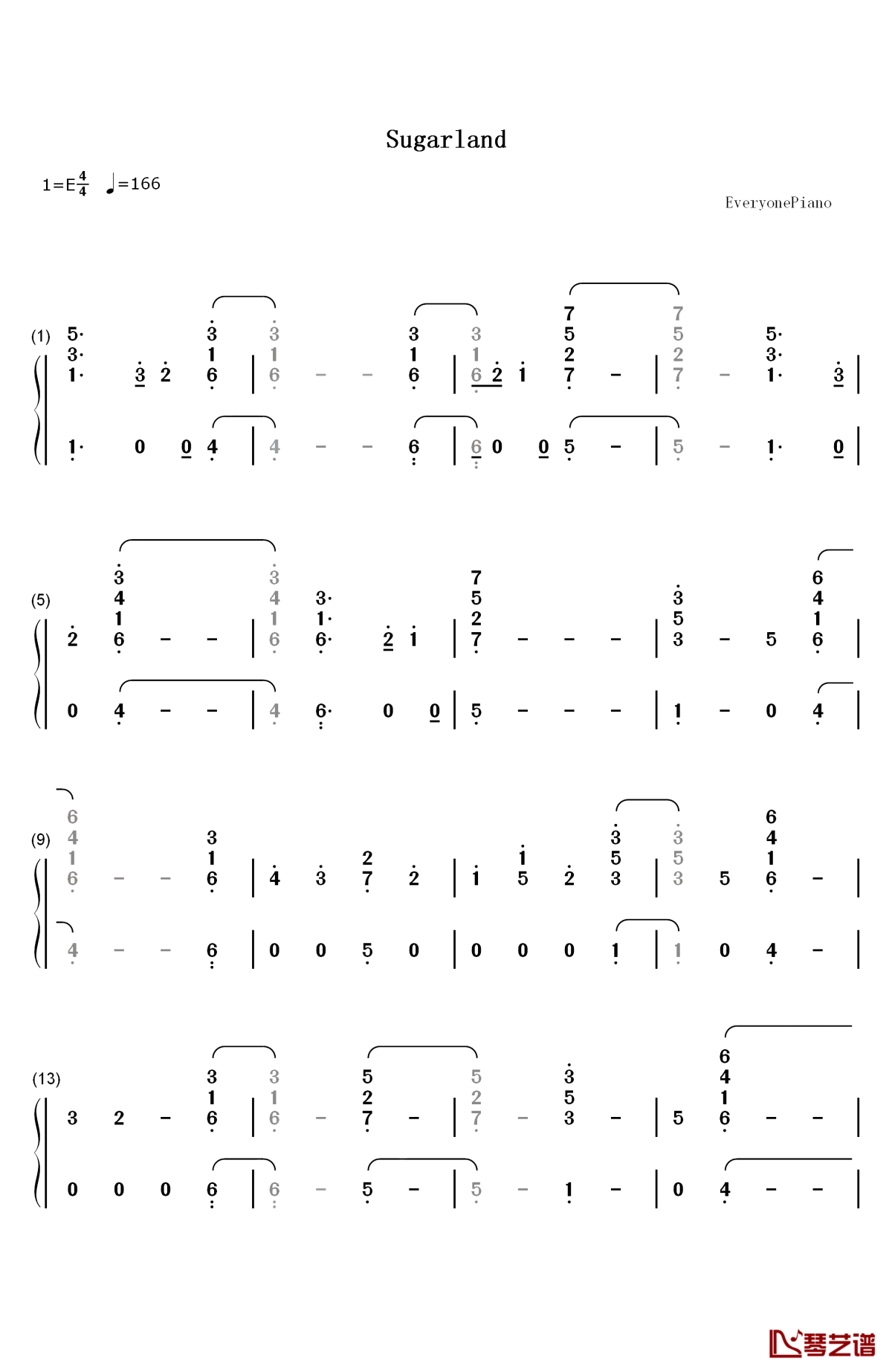 babe钢琴简谱-数字双手-sugarland taylor swift1