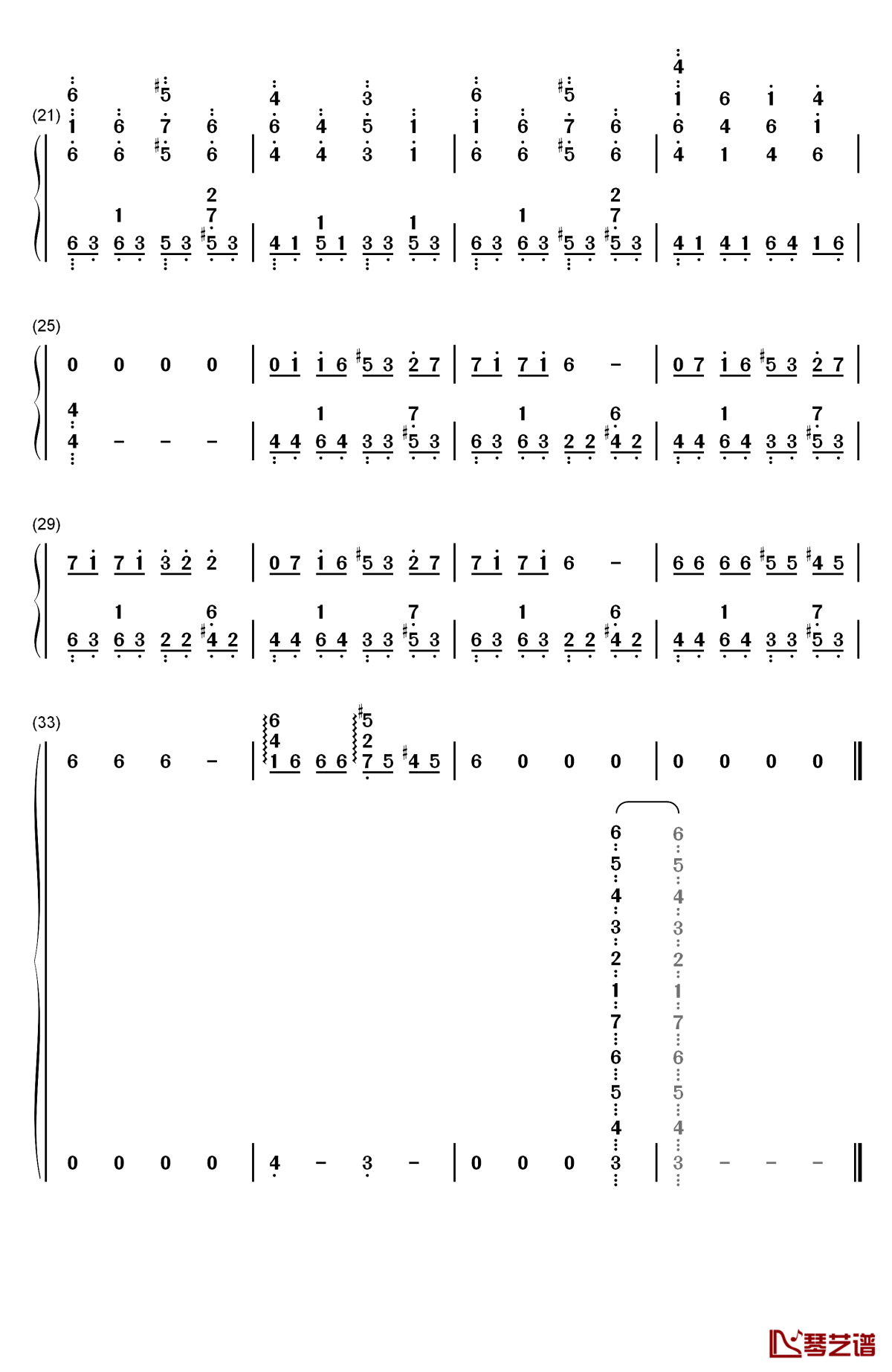 智商二五零钢琴简谱-数字双手-华晨宇2