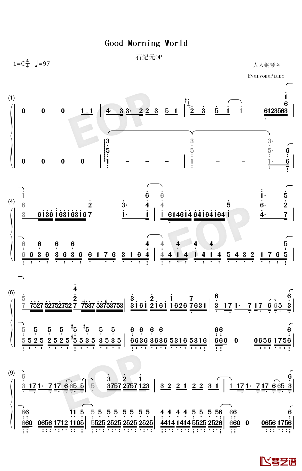 good morning world钢琴简谱-数字双手-burnout syndromes1