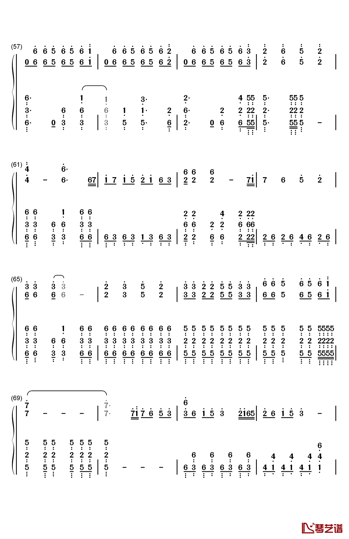 逆浪千秋钢琴简谱-数字双手-言和4