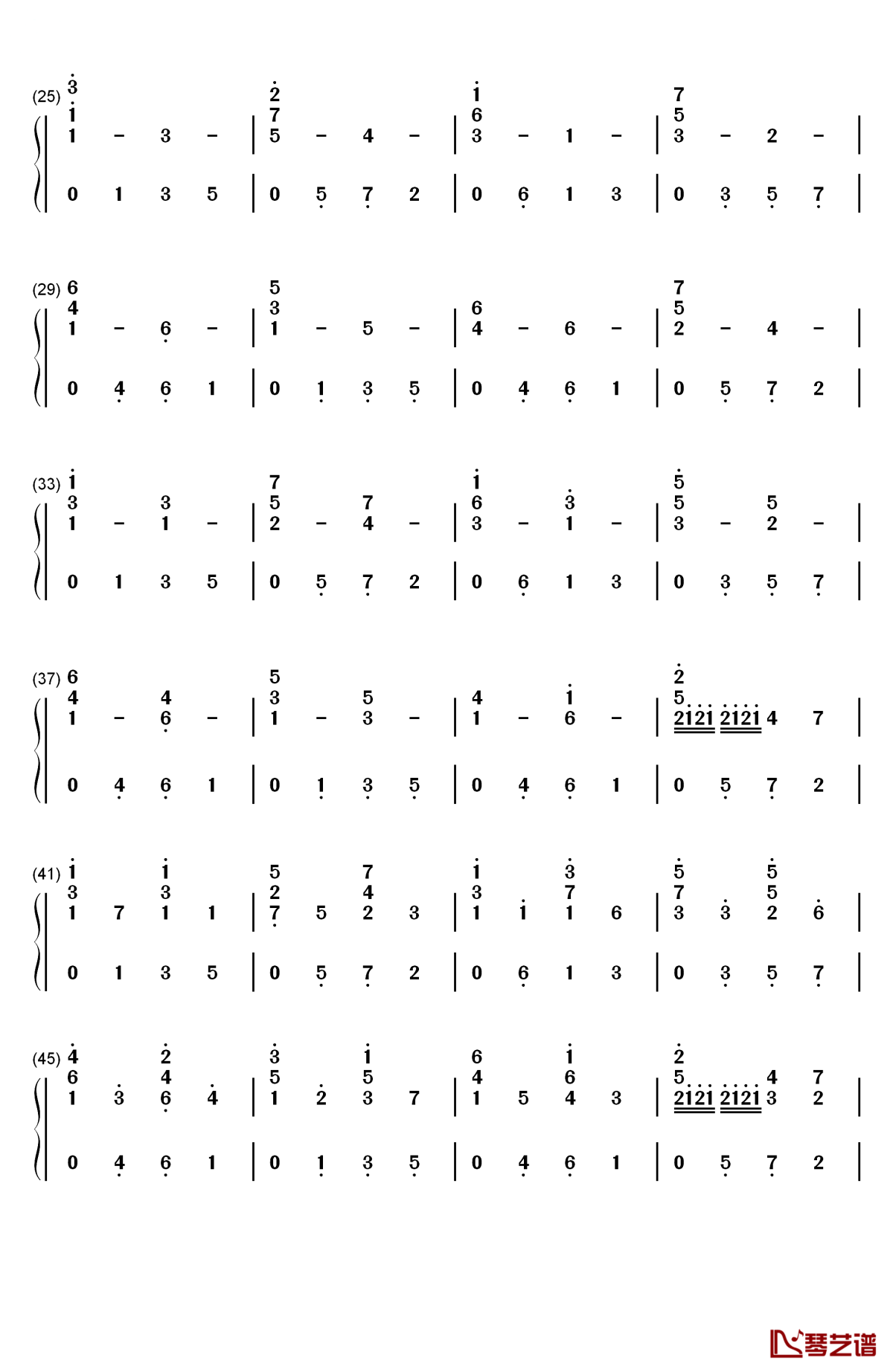 d大调卡农原版钢琴简谱-数字双手-约翰·帕赫贝尔2