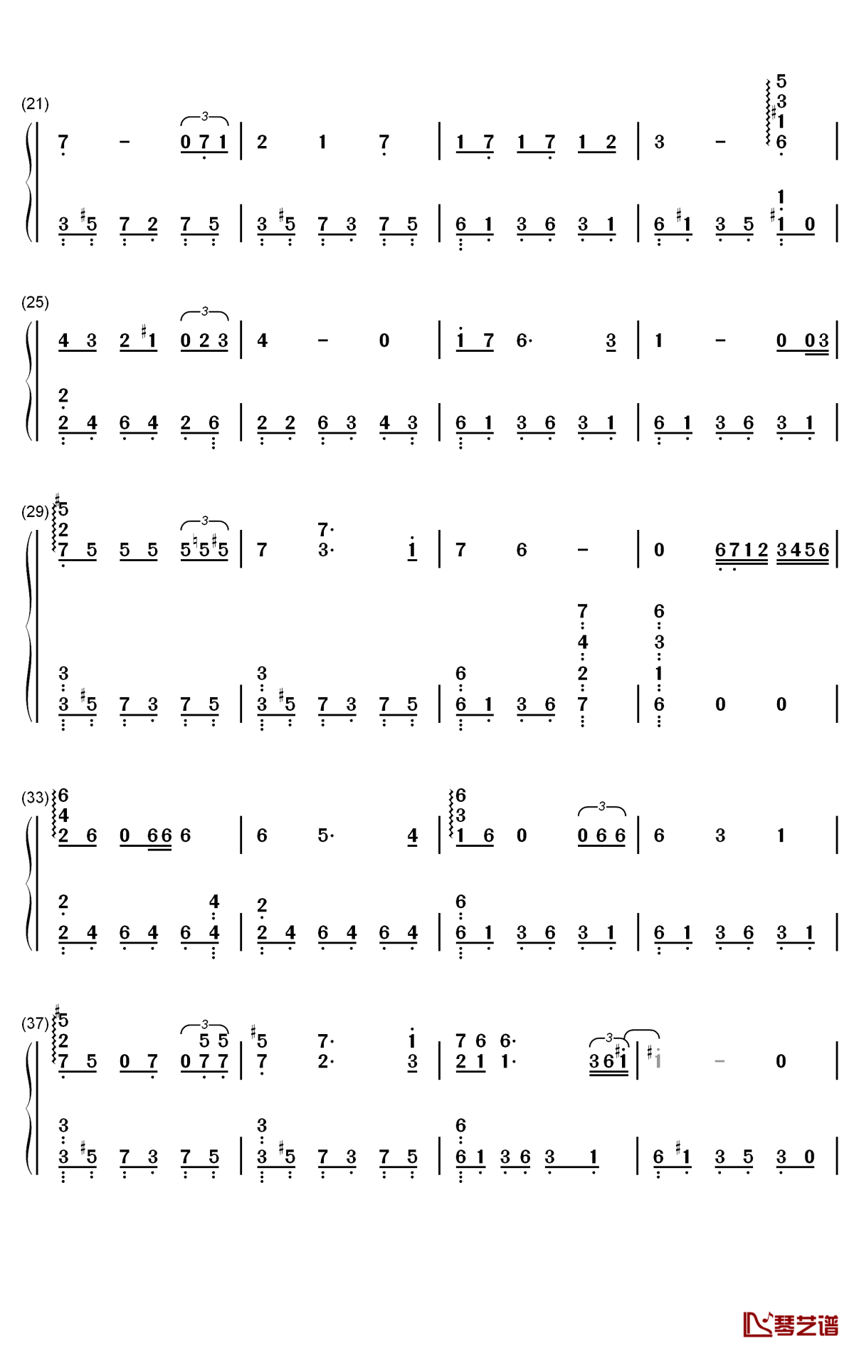 el sol se recuesta钢琴简谱-数字双手-edison2