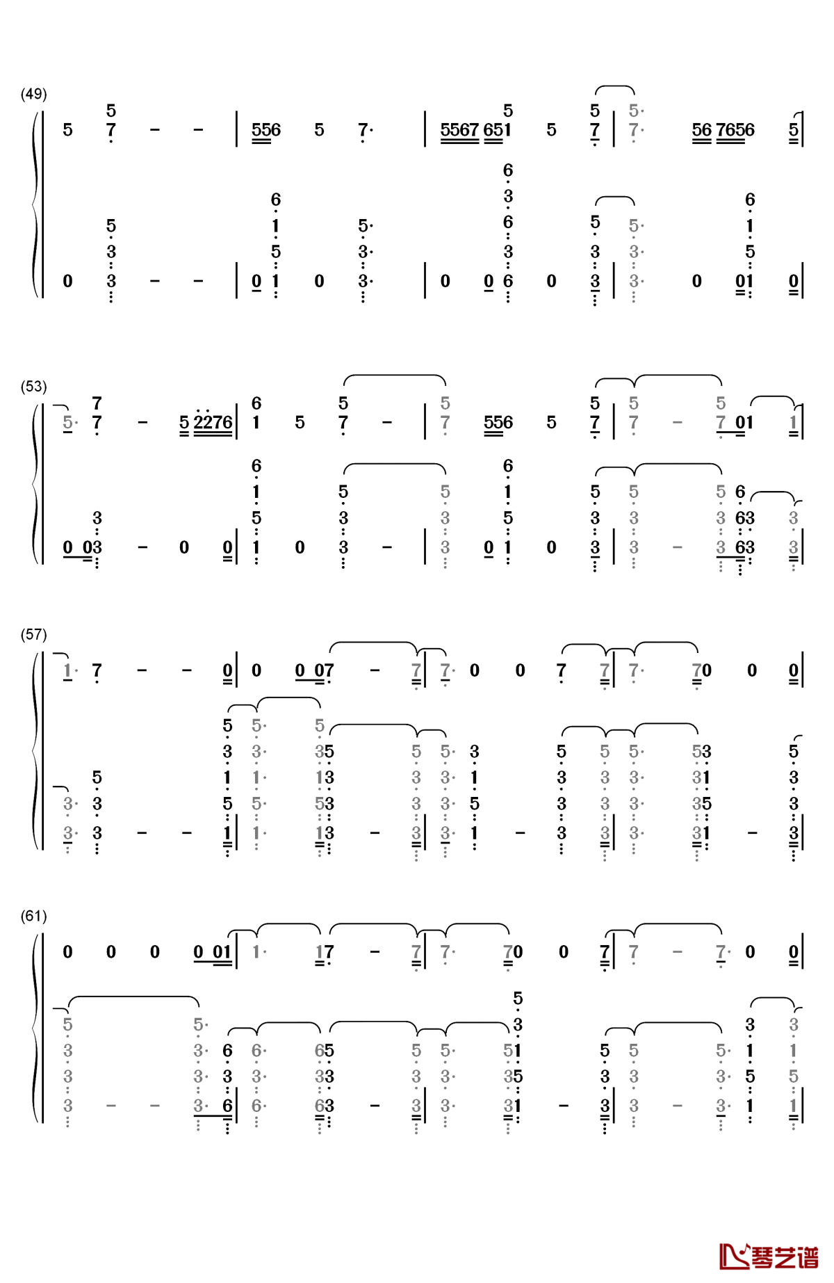 let you down钢琴简谱-数字双手-nf4