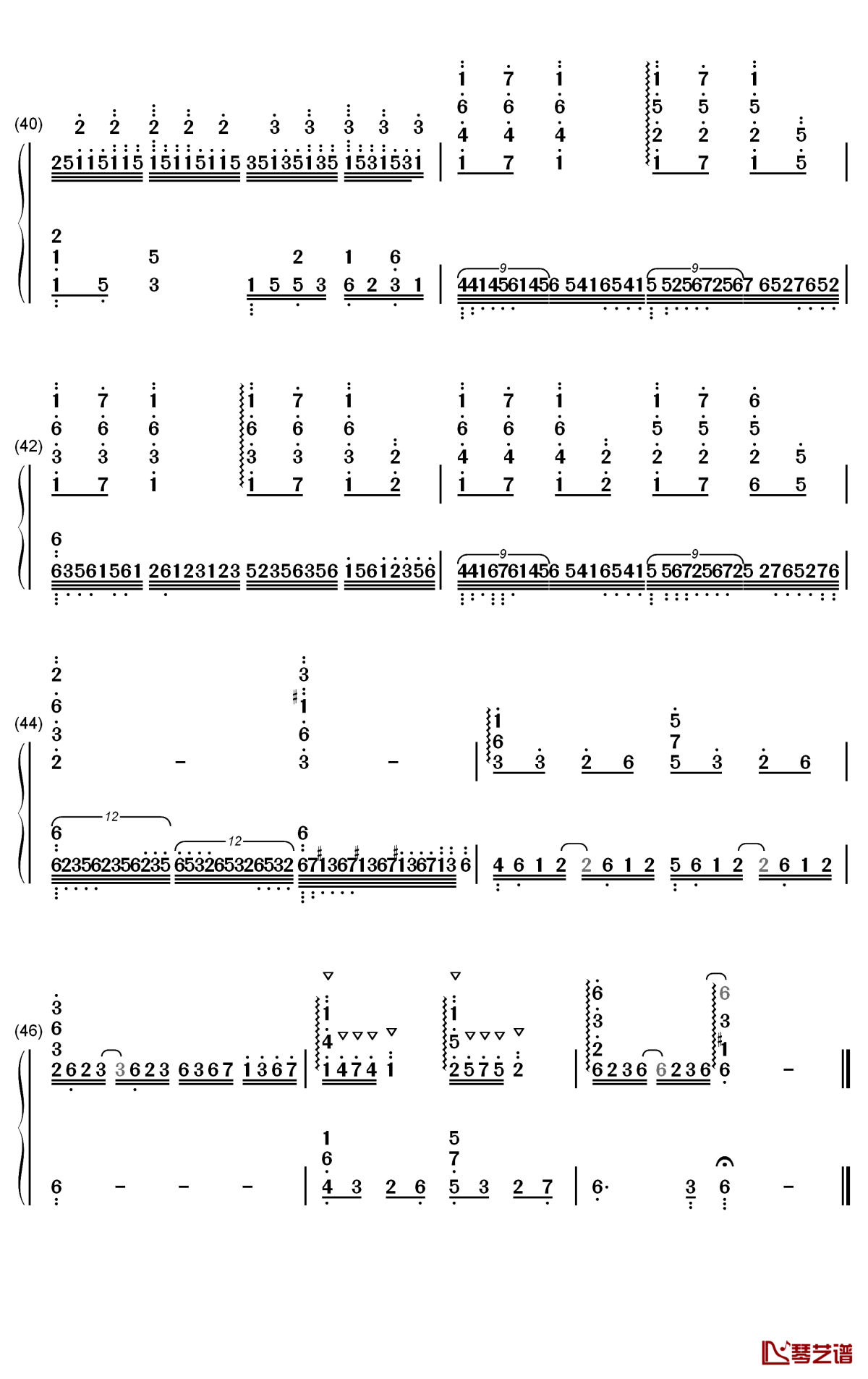 千秋钢琴简谱-数字双手-周志华4