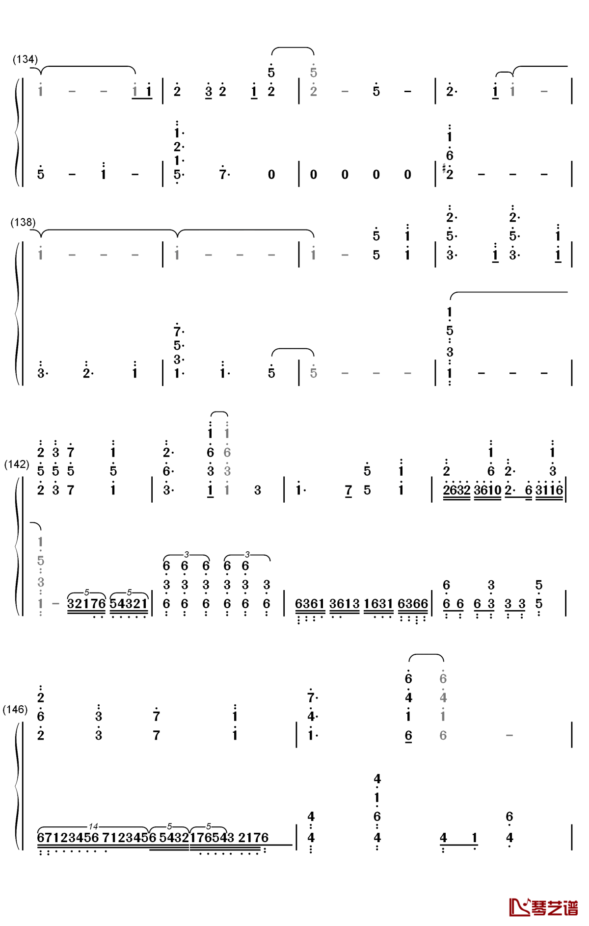 しわ钢琴简谱-数字双手-gumi9