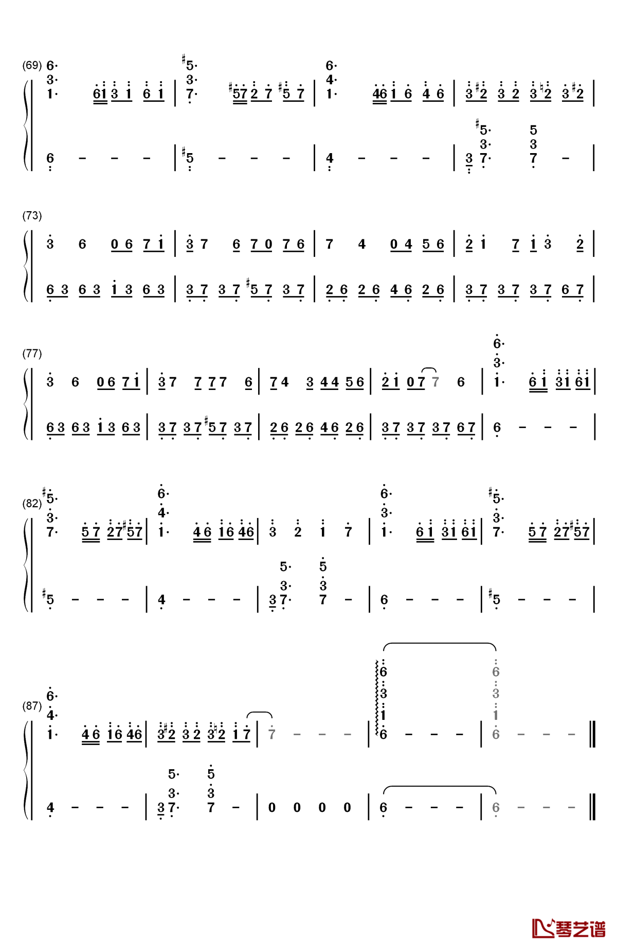 易燃易爆炸钢琴简谱-数字双手-华晨宇4