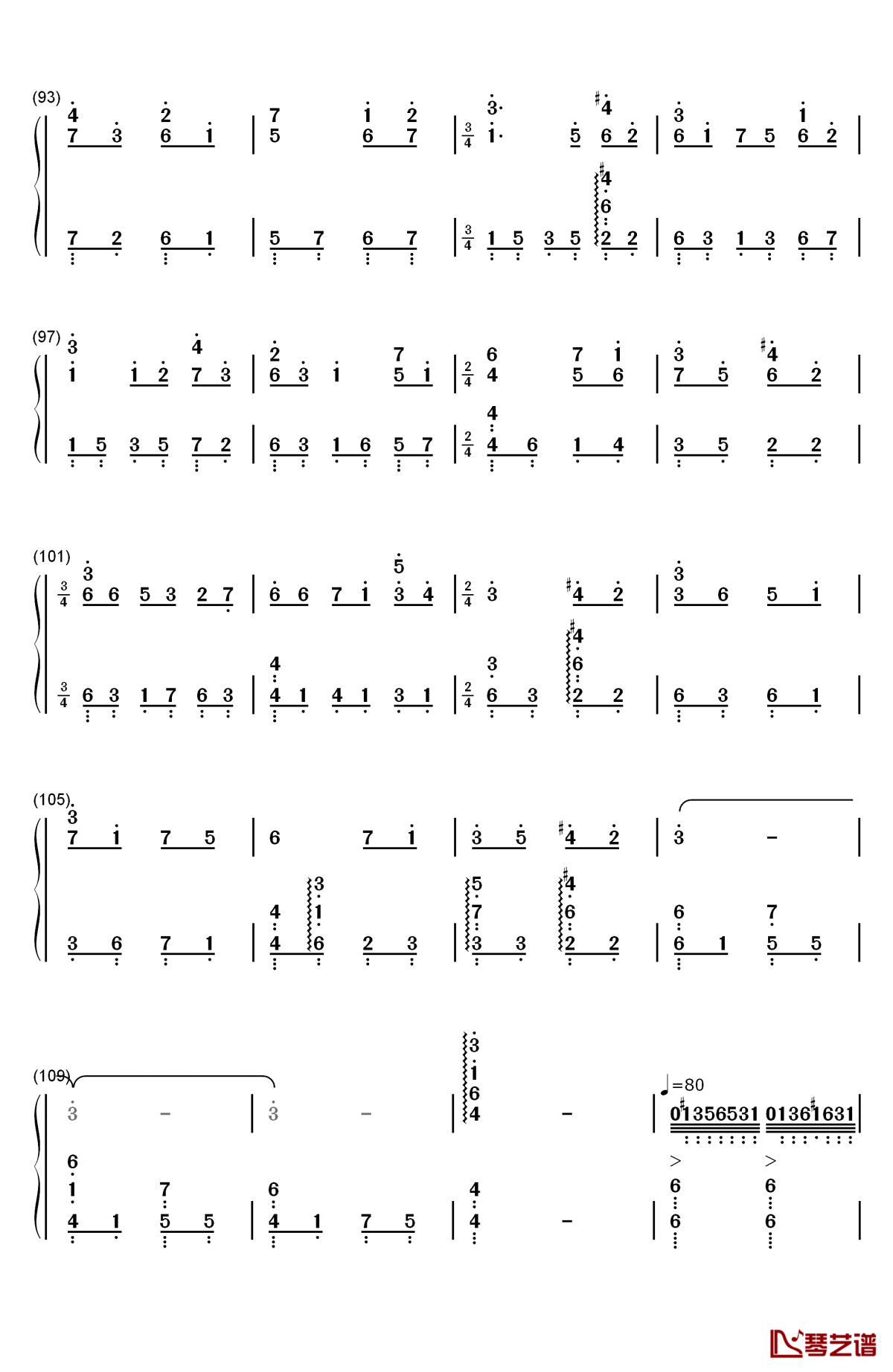 lilium钢琴简谱-数字双手-小黑久美子5