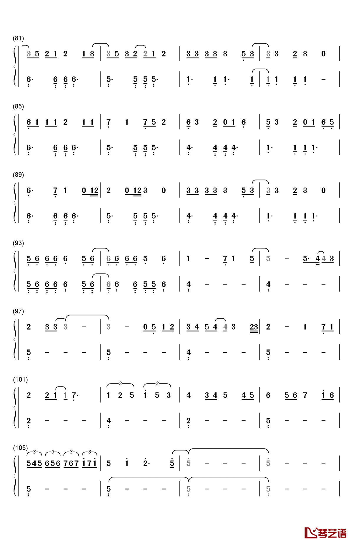 ガラスを割れ钢琴简谱-数字双手-欅坂464