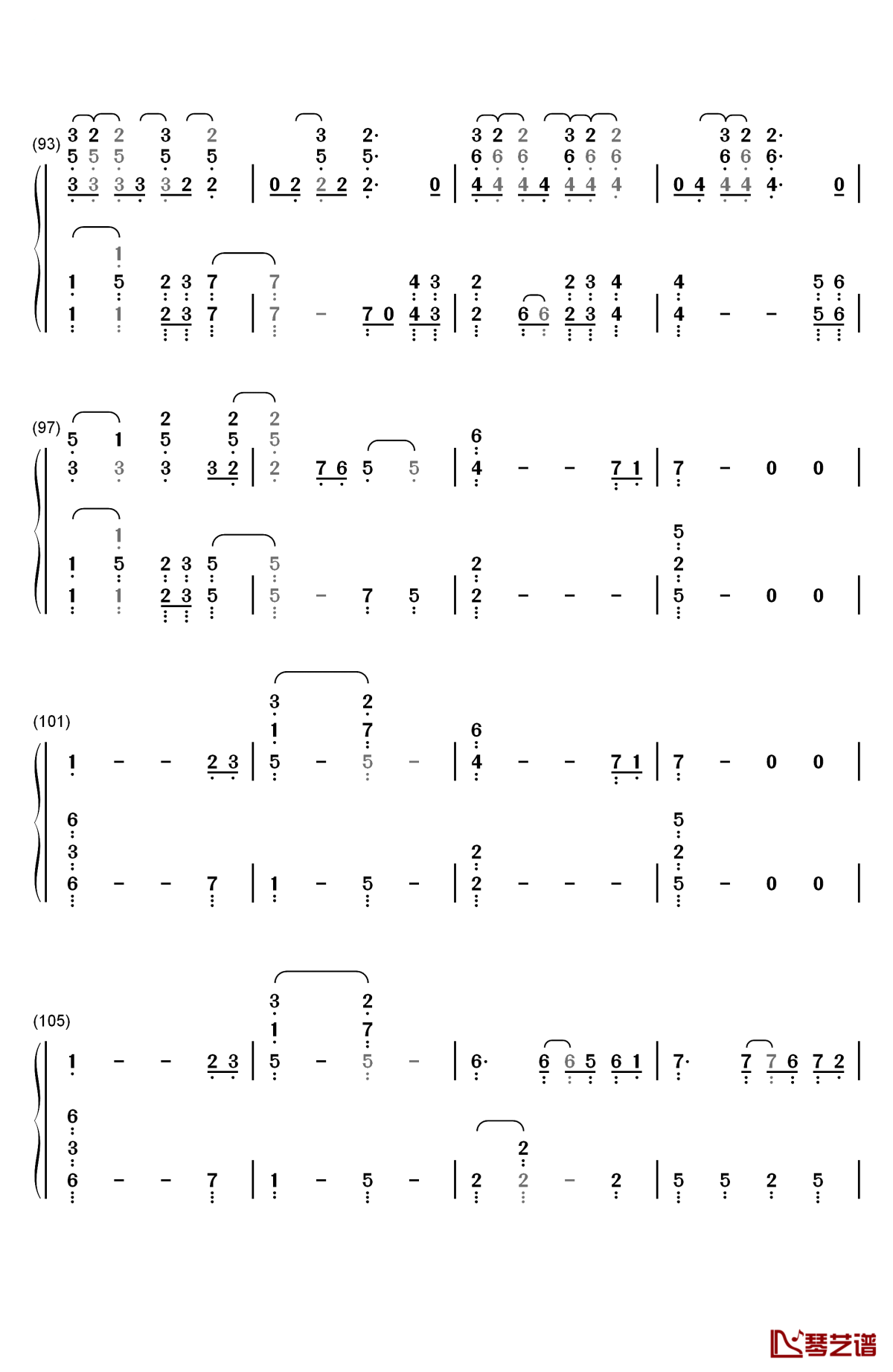 paradise钢琴简谱-数字双手-coldplay6