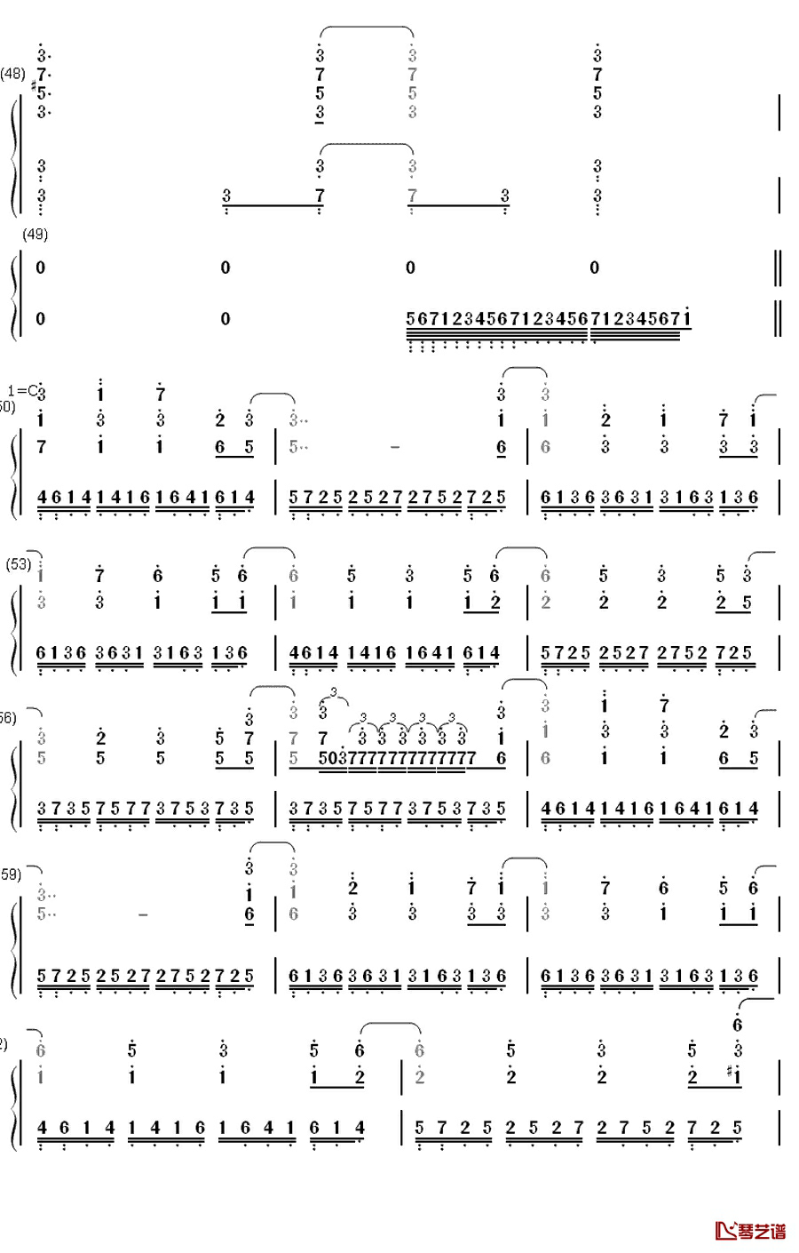 ネクロファンタジア钢琴简谱-数字双手-东方project4