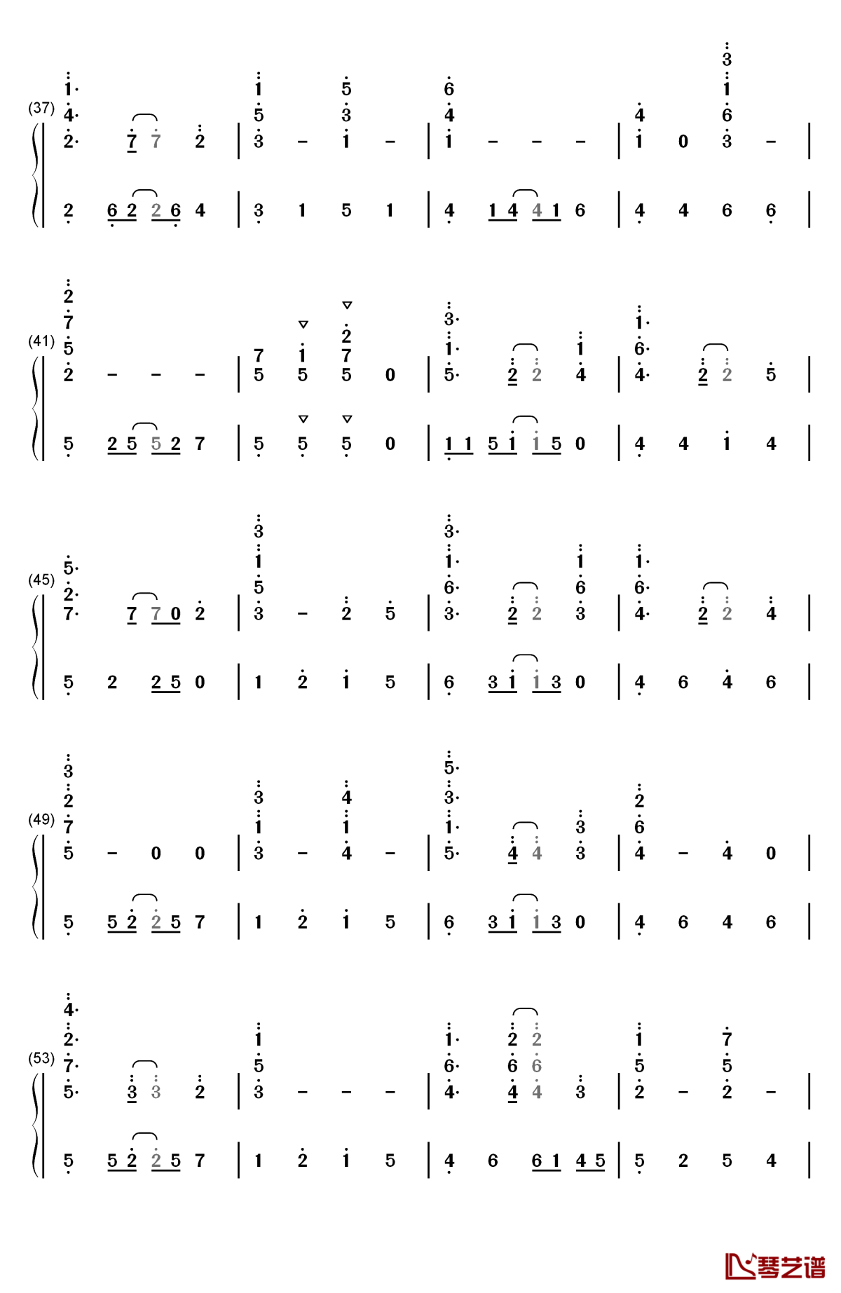 ふゆびより钢琴简谱-数字双手-佐佐木惠梨3