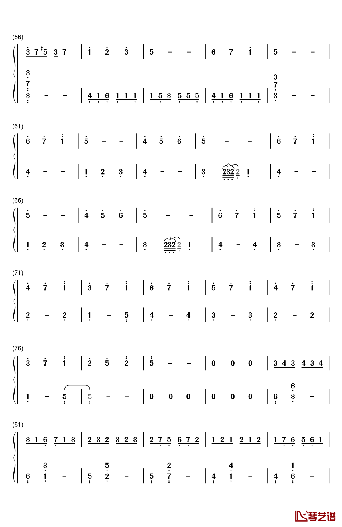 巴哈钢琴简谱-数字双手-林仁建3