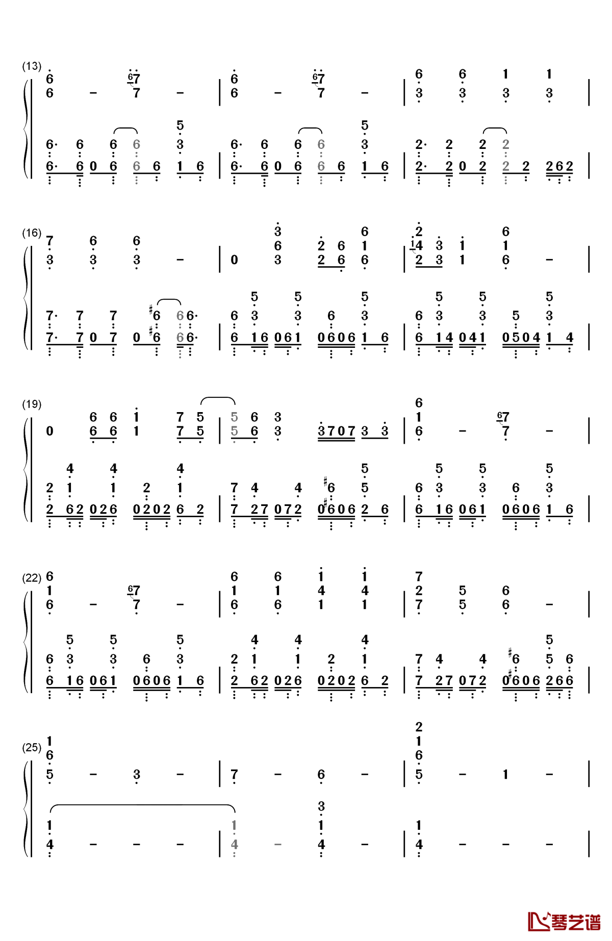 コノユビトマレ钢琴简谱-数字双手-junna2