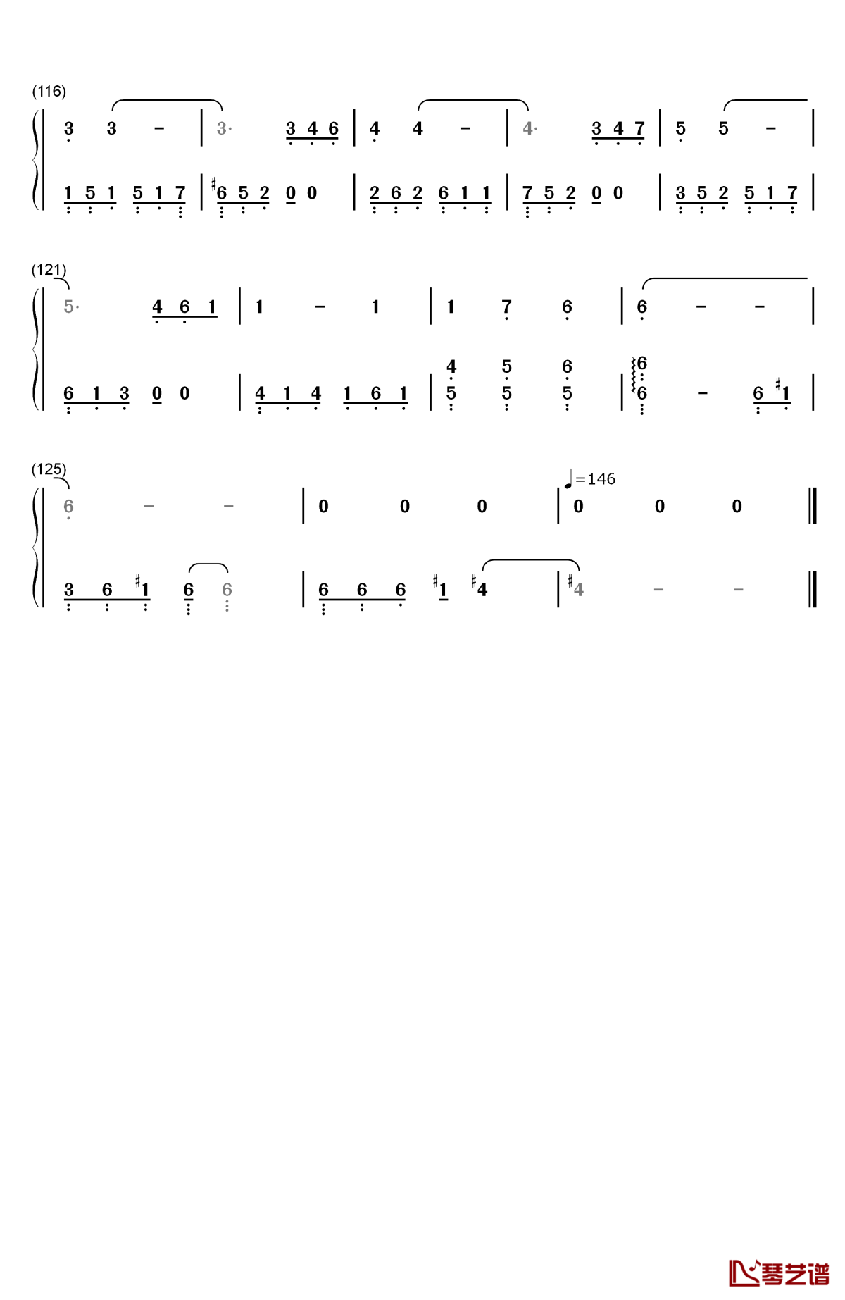 巴哈钢琴简谱-数字双手-林仁建5