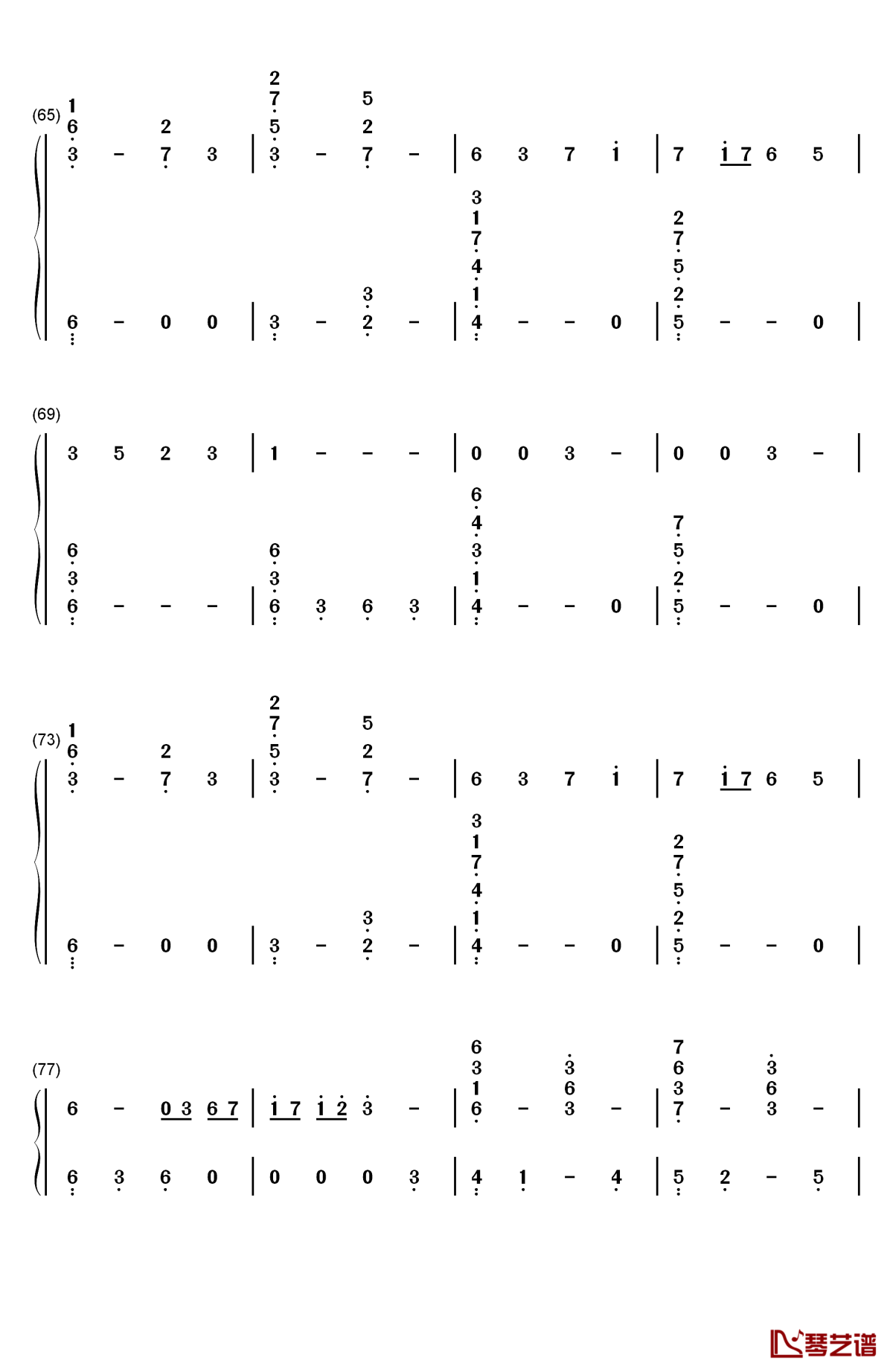 千年の孤独钢琴简谱-数字双手-东方project4