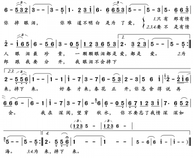情人的眼泪简谱(歌词)-林翠萍演唱-岭南印象曲谱
