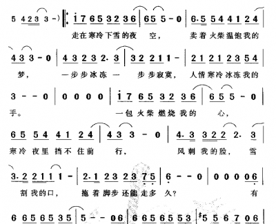 火柴天堂简谱 熊天平演唱 