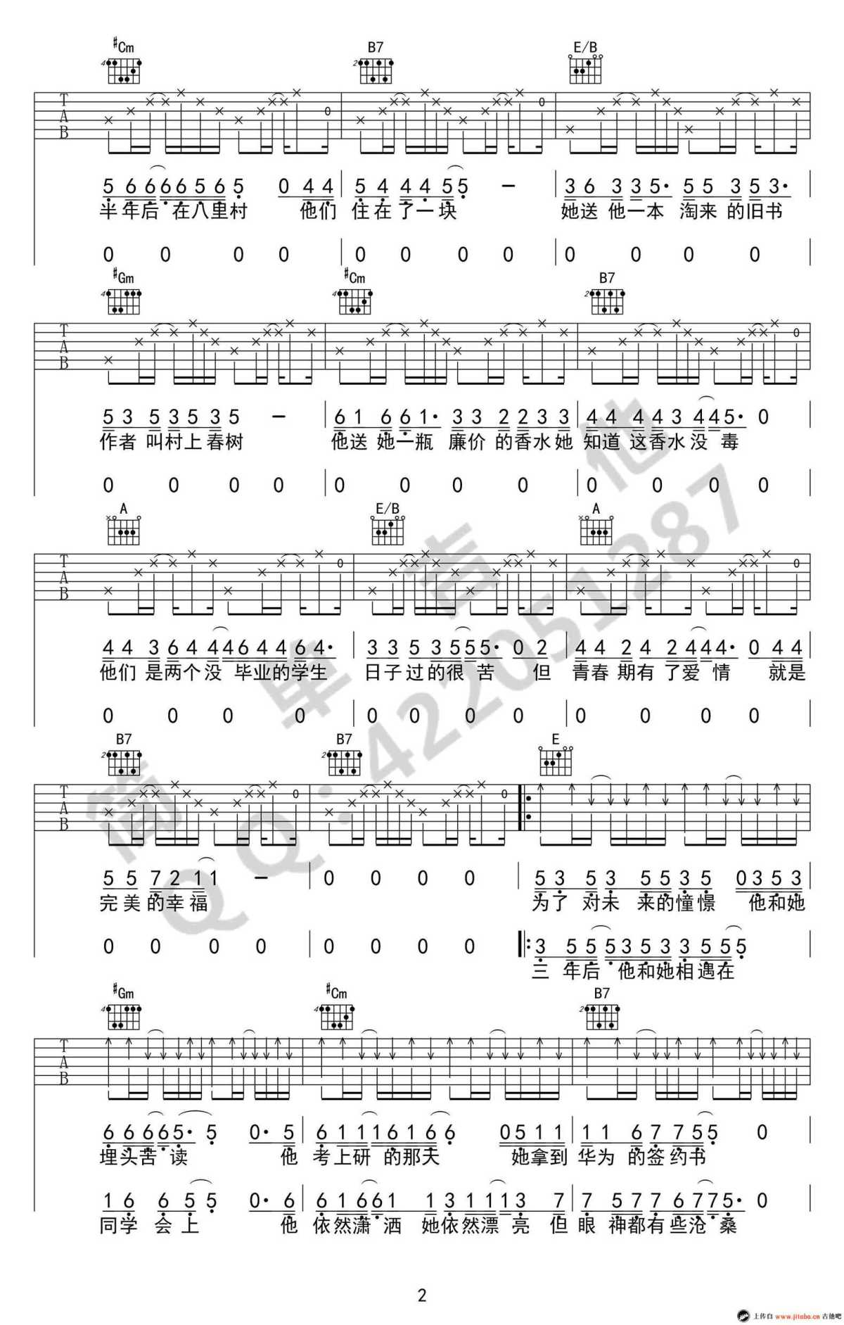 流川枫与苍井空吉他谱-弹唱谱六线谱-完美版2