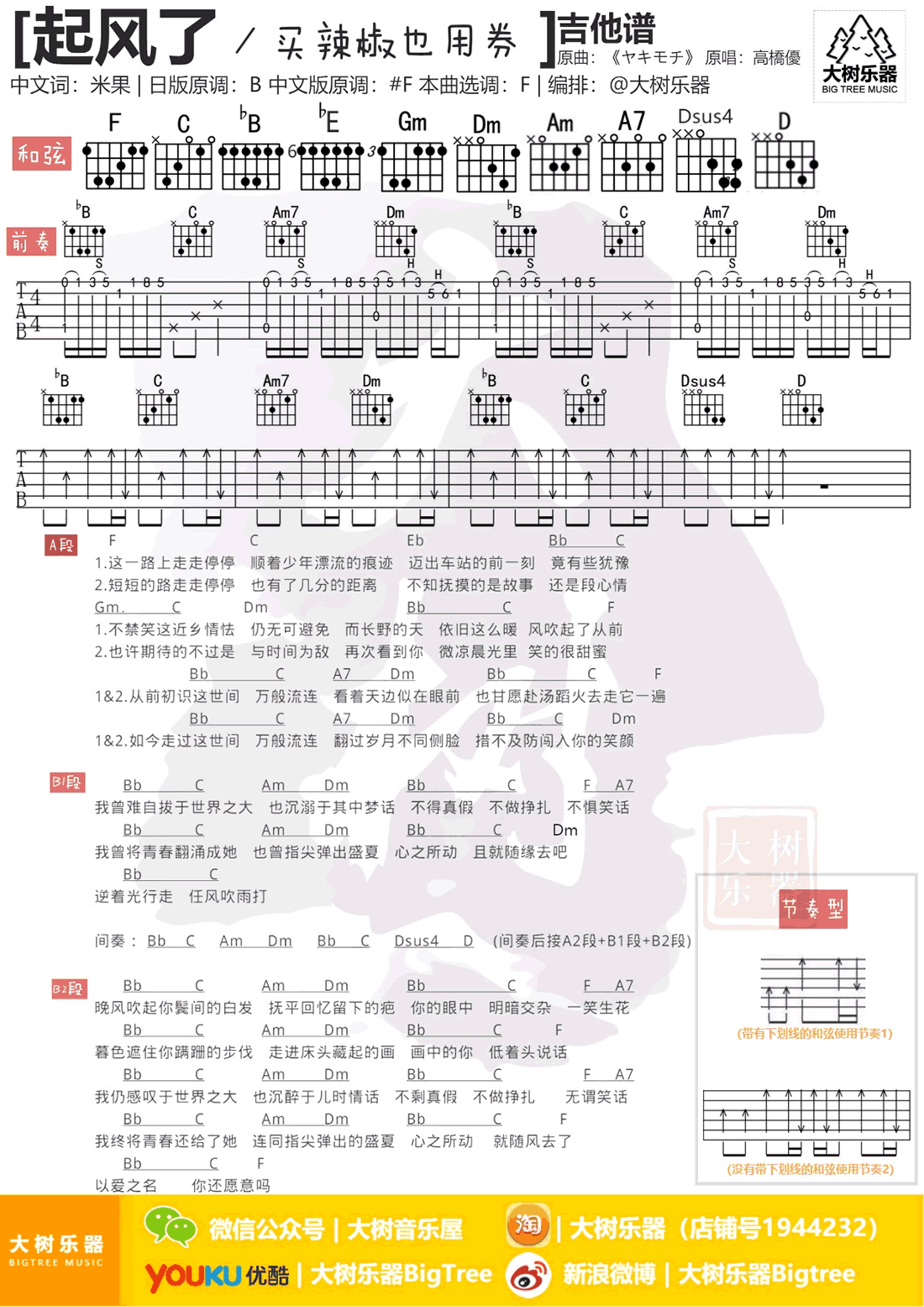 起风了吉他谱-买辣椒也用券/抖音歌曲-吉他弹唱教学视频1