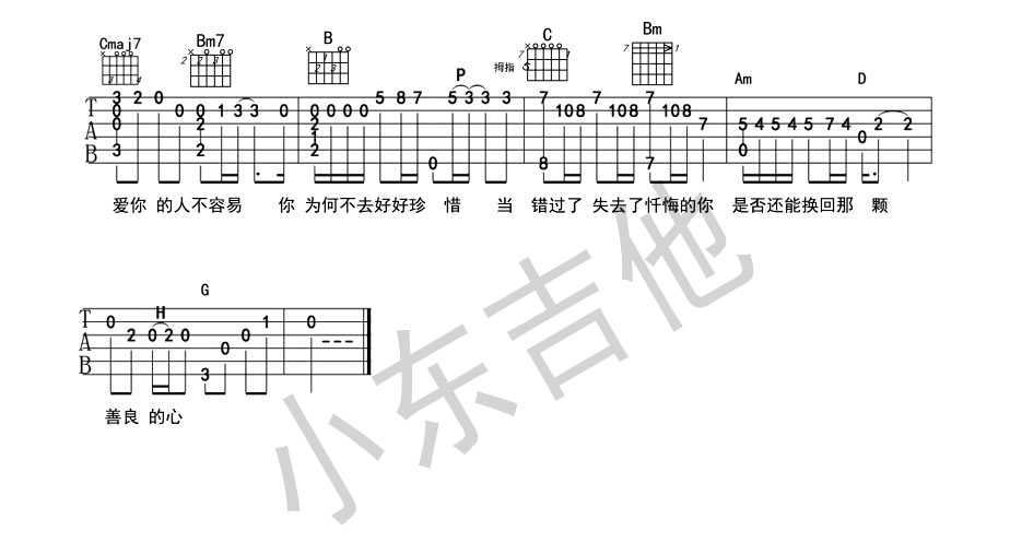 有个爱你的人不容易吉他独奏谱-那英-吉他指弹示范2