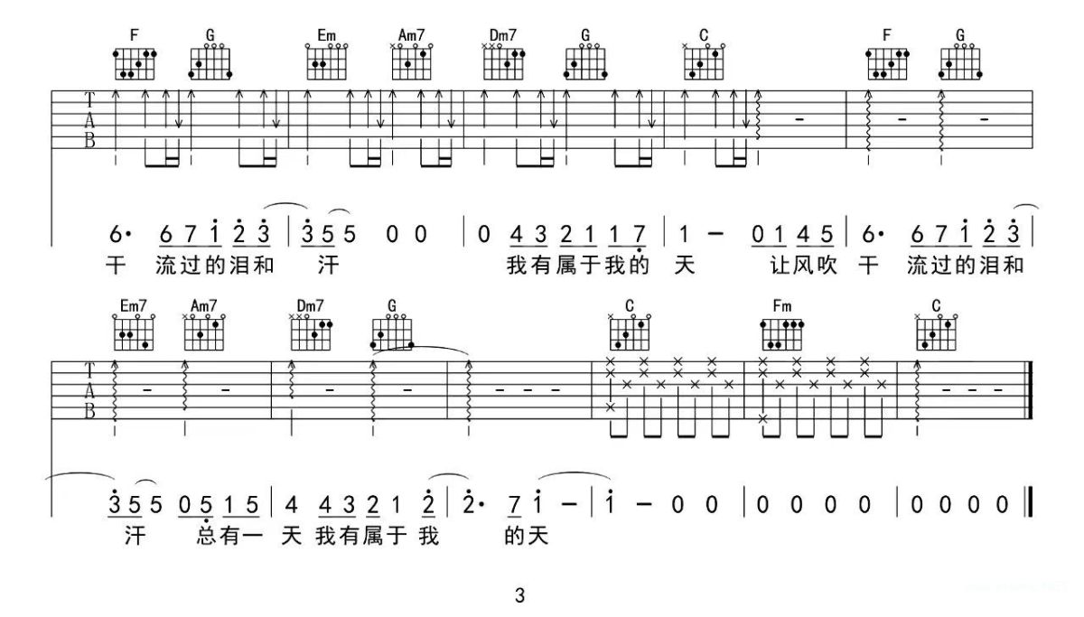 周杰伦《 蜗牛》吉他谱-c调1