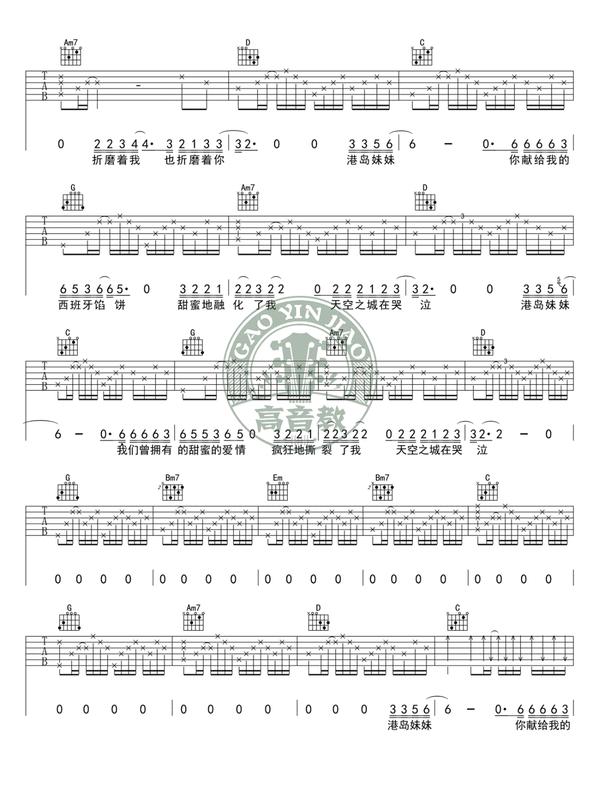 天空之城吉他谱 g调标准版 李志 吉他弹唱教学视频2