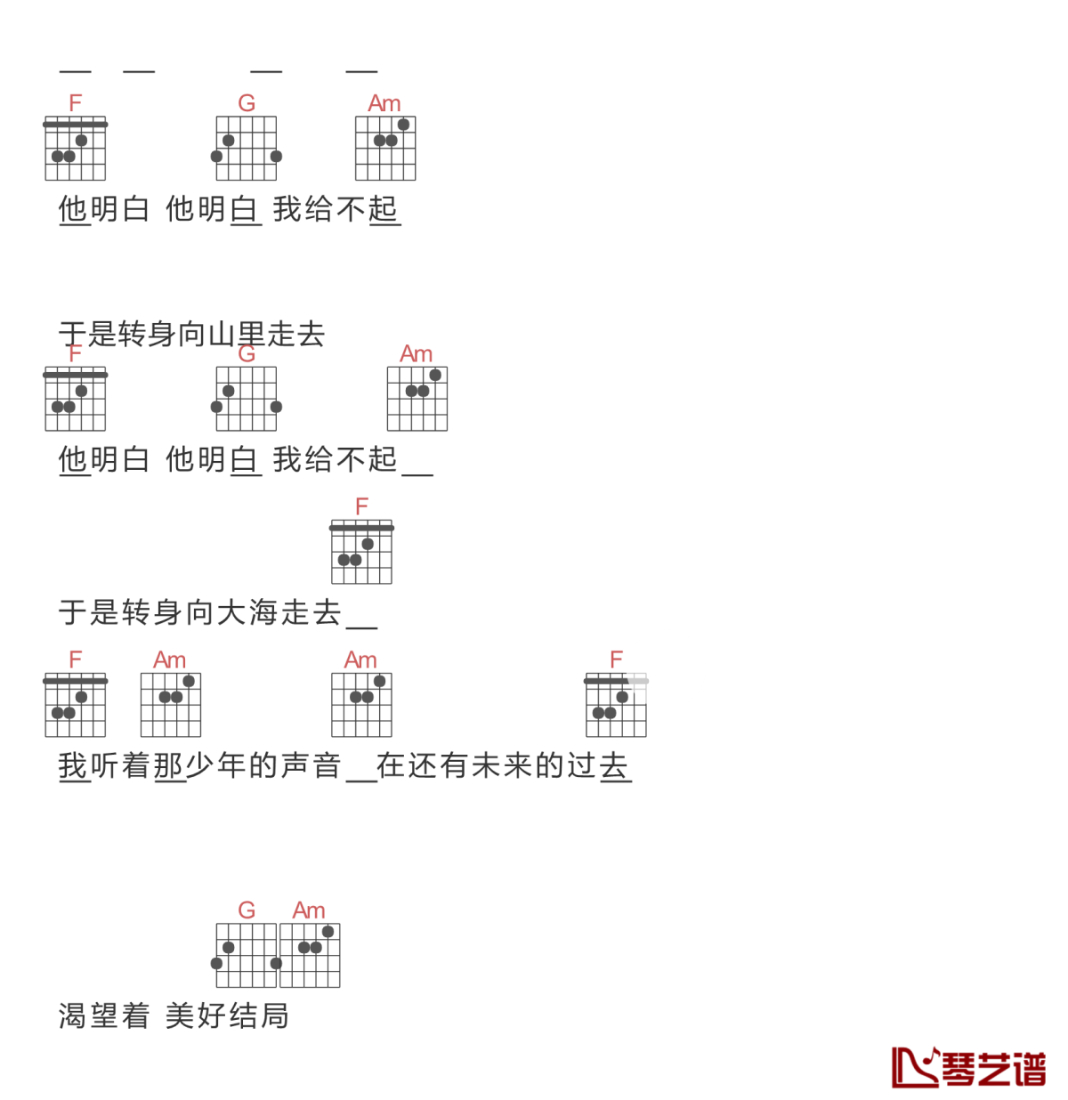 山海吉他谱简单版-草东没有派对txt原版谱5