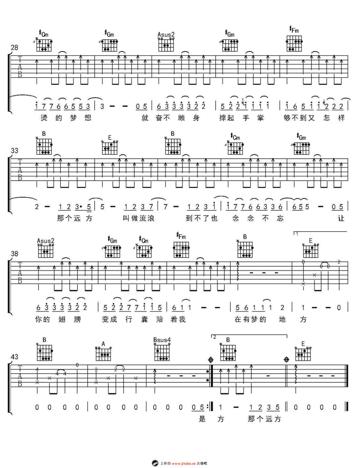 那个远方吉他谱-陈楚生《那个远方》六线谱高清版2