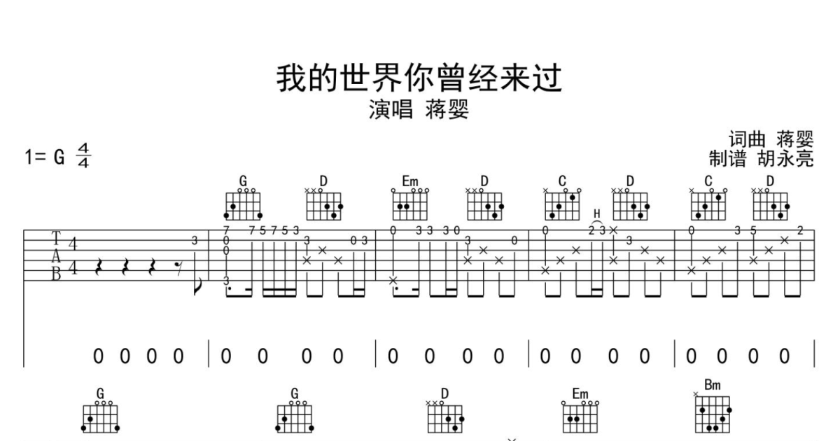 我的世界你曾经来过吉他谱1